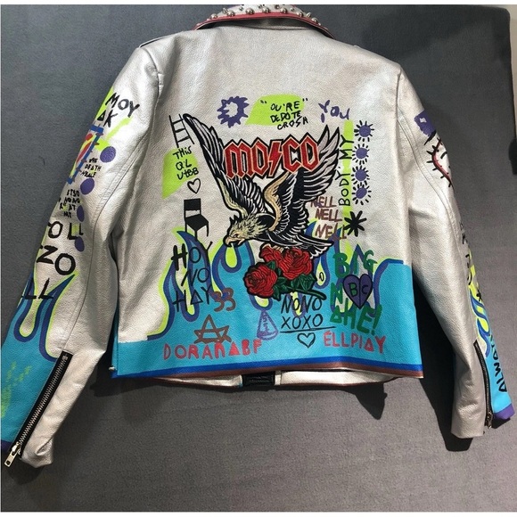 Honey Pot Leather Jacket Graffiti Women’s 3XL - Picture 2 of 7